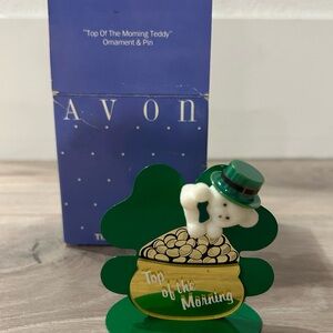 Vintage "Top of The Morning Teddy" Ornament & Pin Avon